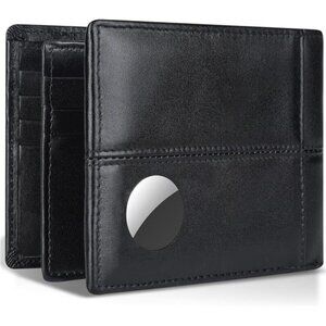 AirTag Wallet Mens RFID Blocking Genuine Bifold Leather Wallets air tag Wallet